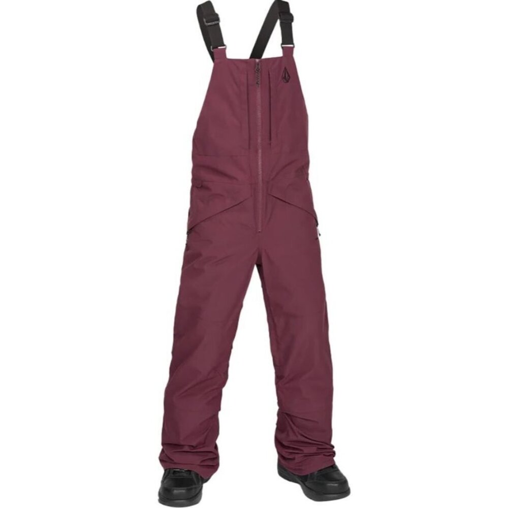 Volcom Burgundy Boys Barkley Insulated Winter Ski Snowboard Overall Bibs XS